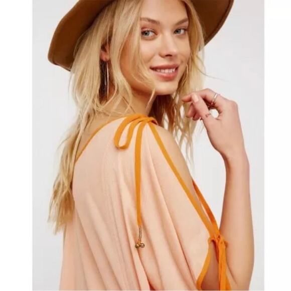Free People Easy Morning Cutout Dress Orange Flowy Boho Maxi Women’s Size XS - Picture 4 of 12